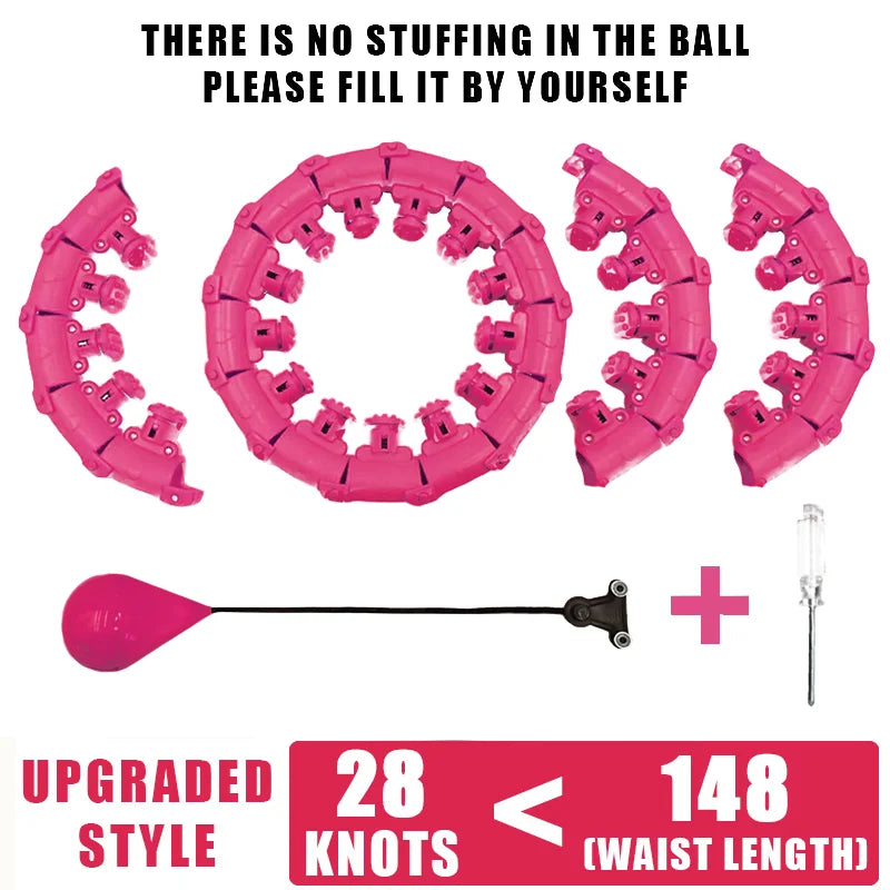 Weighted fitness hoop with detachable knots for abdomen weight loss and massage - product image