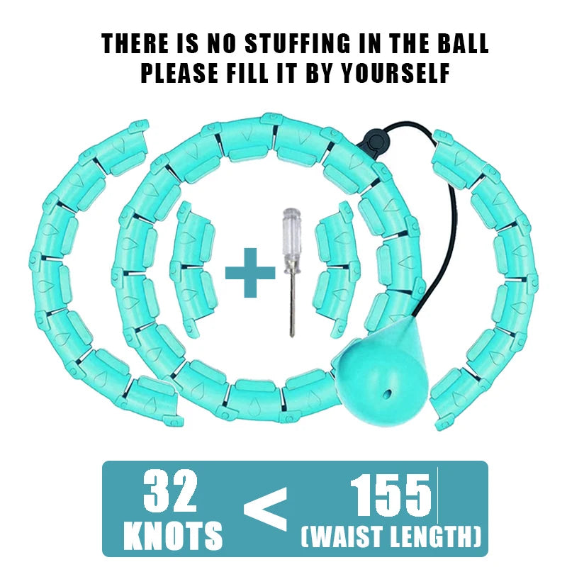 Weighted fitness hoop with detachable knots for abdomen weight loss and massage - product image