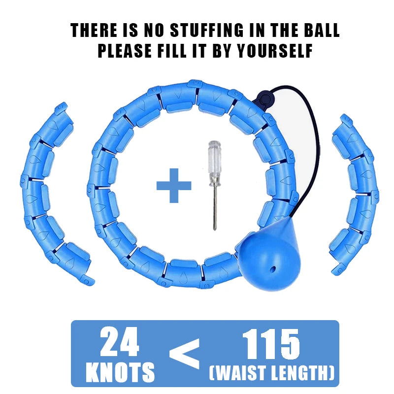 Weighted fitness hoop with detachable knots for abdomen weight loss and massage - product image
