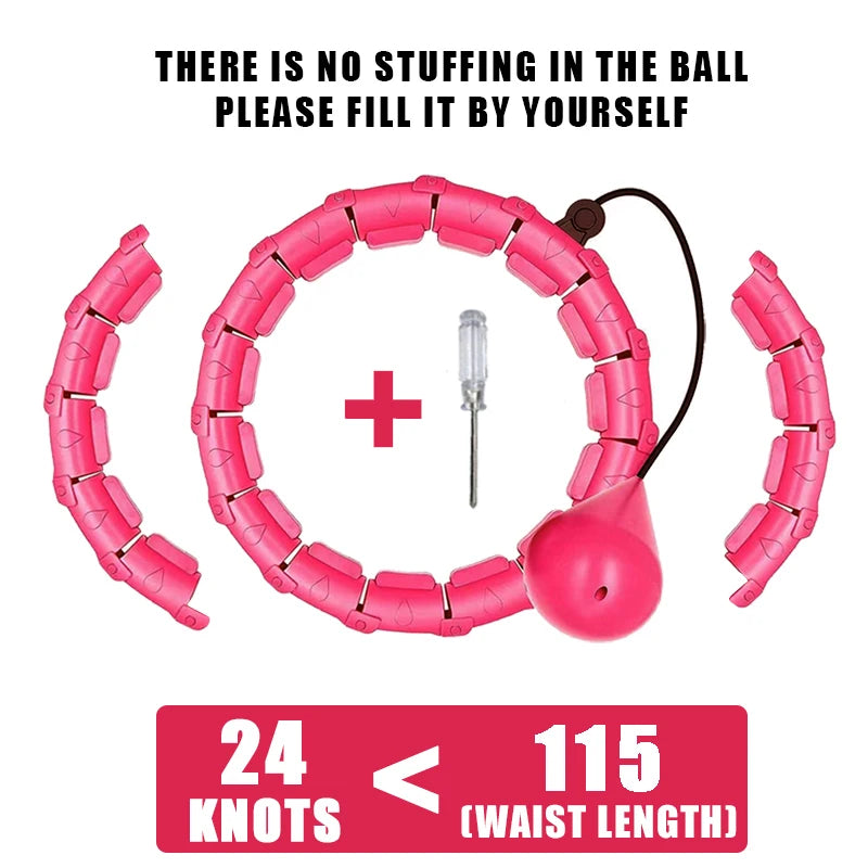 Weighted fitness hoop with detachable knots for abdomen weight loss and massage - product image