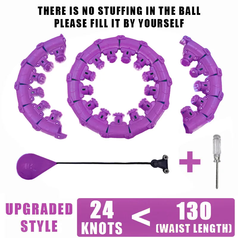 Weighted fitness hoop with detachable knots for abdomen weight loss and massage - product image