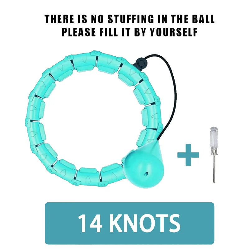 Weighted fitness hoop with detachable knots for abdomen weight loss and massage - product image