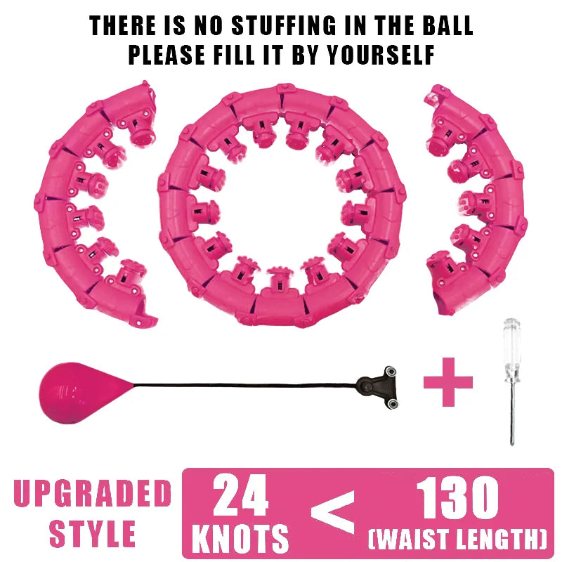 Weighted fitness hoop with detachable knots for abdomen weight loss and massage - product image