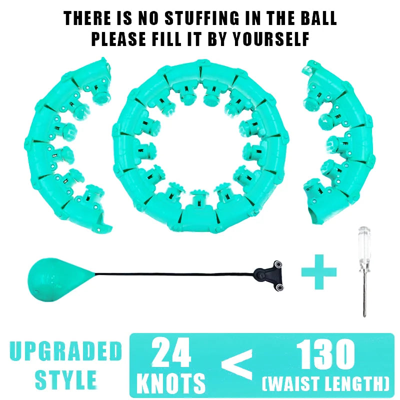 Weighted fitness hoop with detachable knots for abdomen weight loss and massage - product image