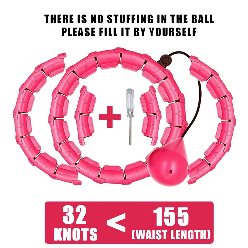 Weighted fitness hoop with detachable knots for abdomen weight loss and massage - product image