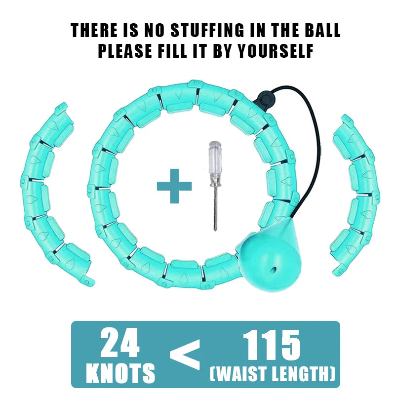 Weighted fitness hoop with detachable knots for abdomen weight loss and massage - product image