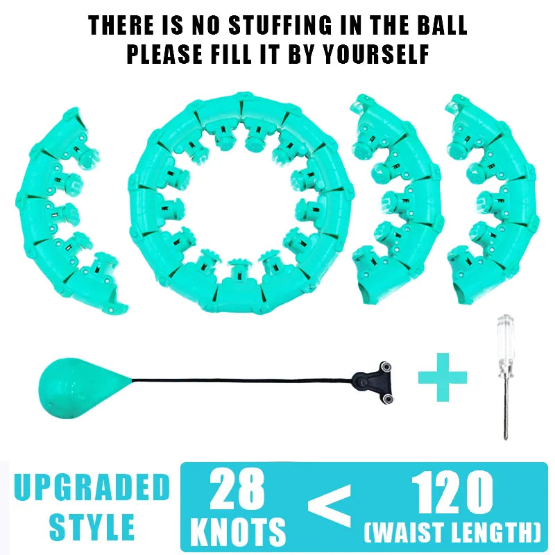 Weighted fitness hoop with detachable knots for abdomen weight loss and massage - product image