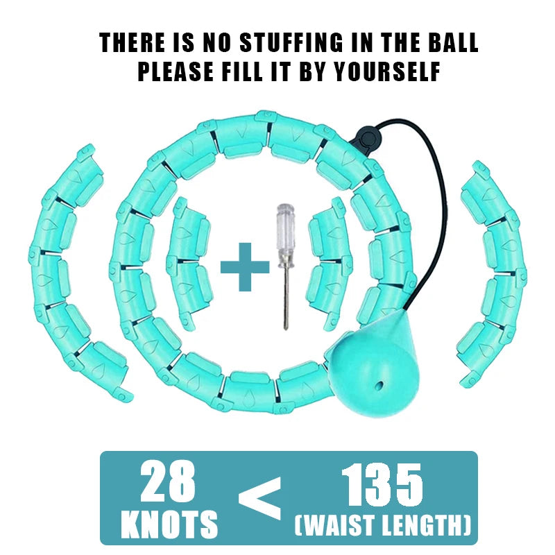 Weighted fitness hoop with detachable knots for abdomen weight loss and massage - product image