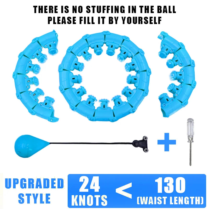 Weighted fitness hoop with detachable knots for abdomen weight loss and massage - product image