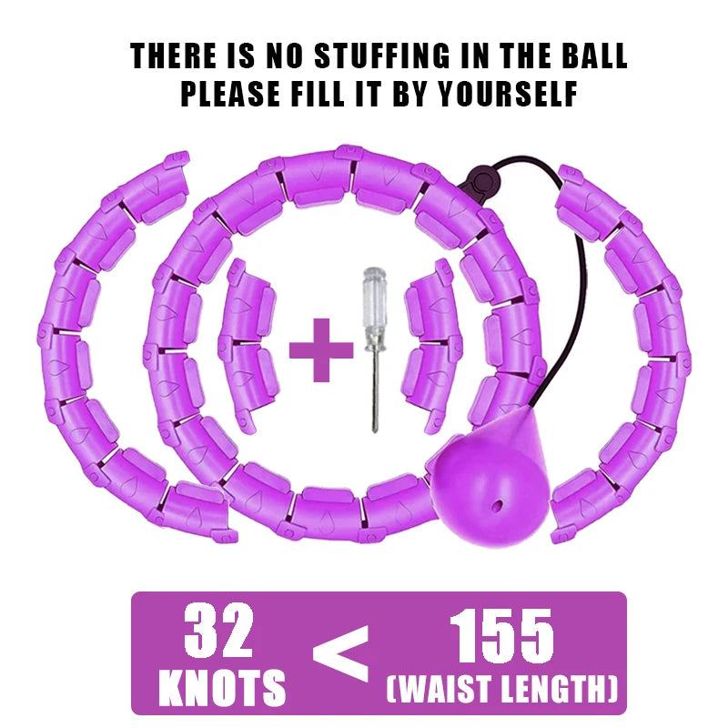 Weighted fitness hoop with detachable knots for abdomen weight loss and massage - product image
