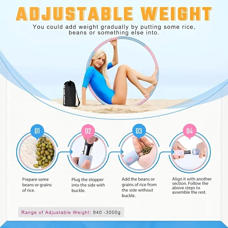 Weighted fitness yoga loop hoop with detachable sections for slimming - product image