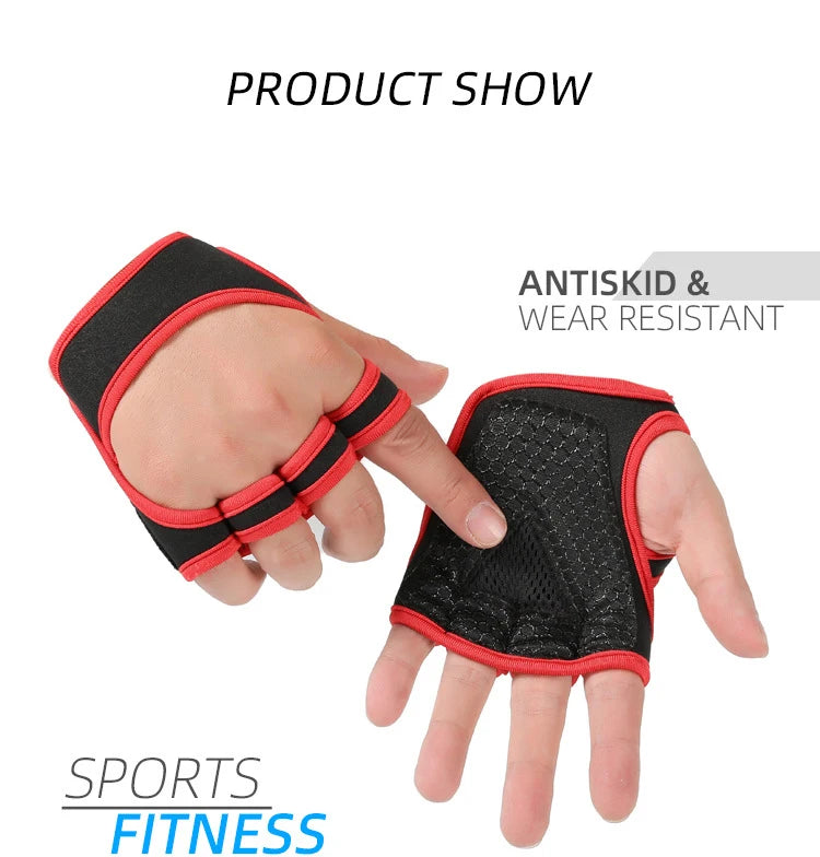 Weightlifting gloves with padded palm, silicone grip, adjustable wrist strap - product image