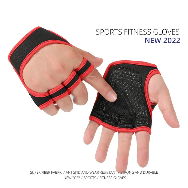 Weightlifting gloves with padded palm, silicone grip, adjustable wrist strap - product image