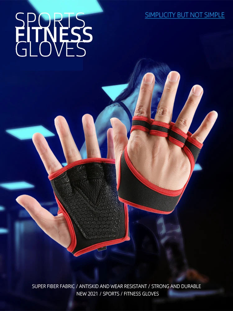 Weightlifting gloves with padded palm, silicone grip, adjustable wrist strap - product image