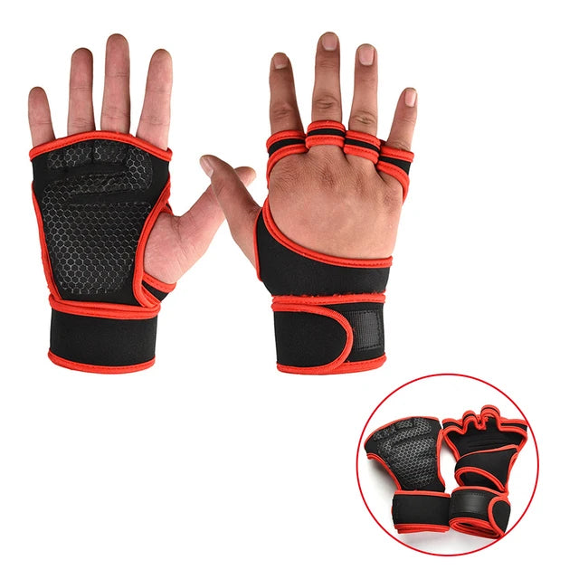 Weightlifting gloves with padded palm, silicone grip, adjustable wrist strap - product image
