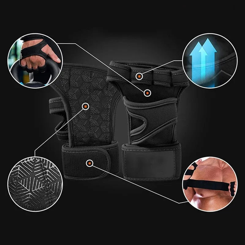 Weightlifting gloves with padded palm, silicone grip, adjustable wrist strap - product image