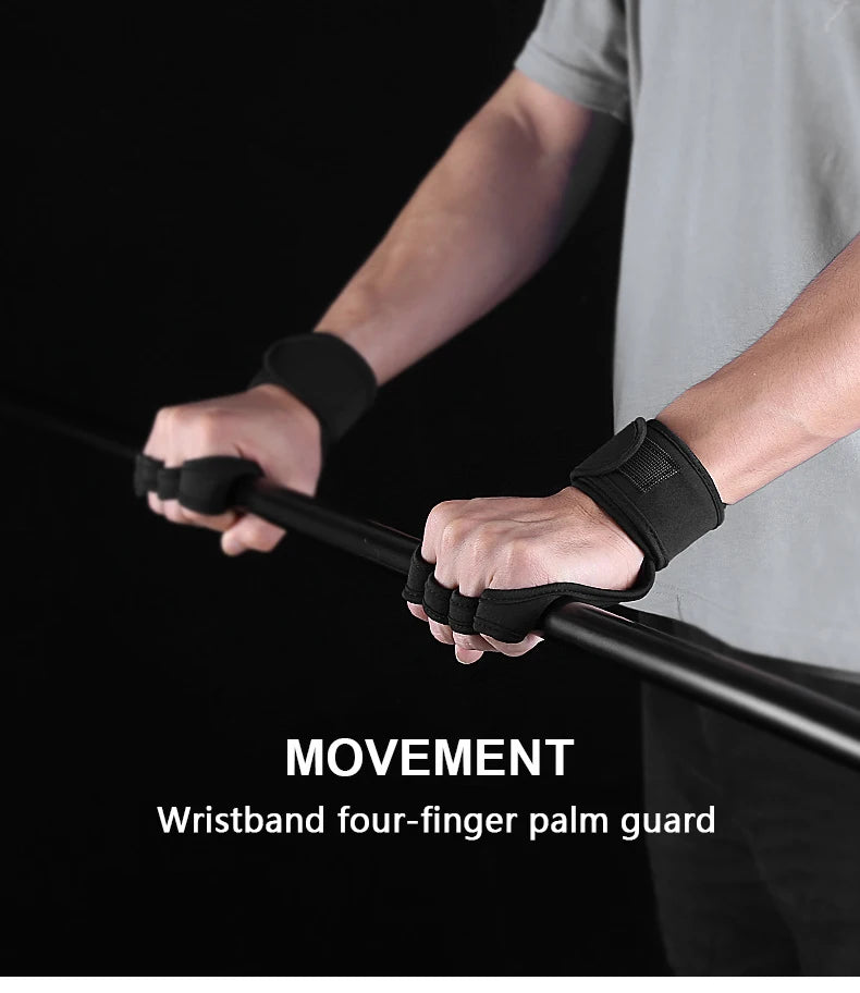 Weightlifting gloves with padded palm, silicone grip, adjustable wrist strap - product image