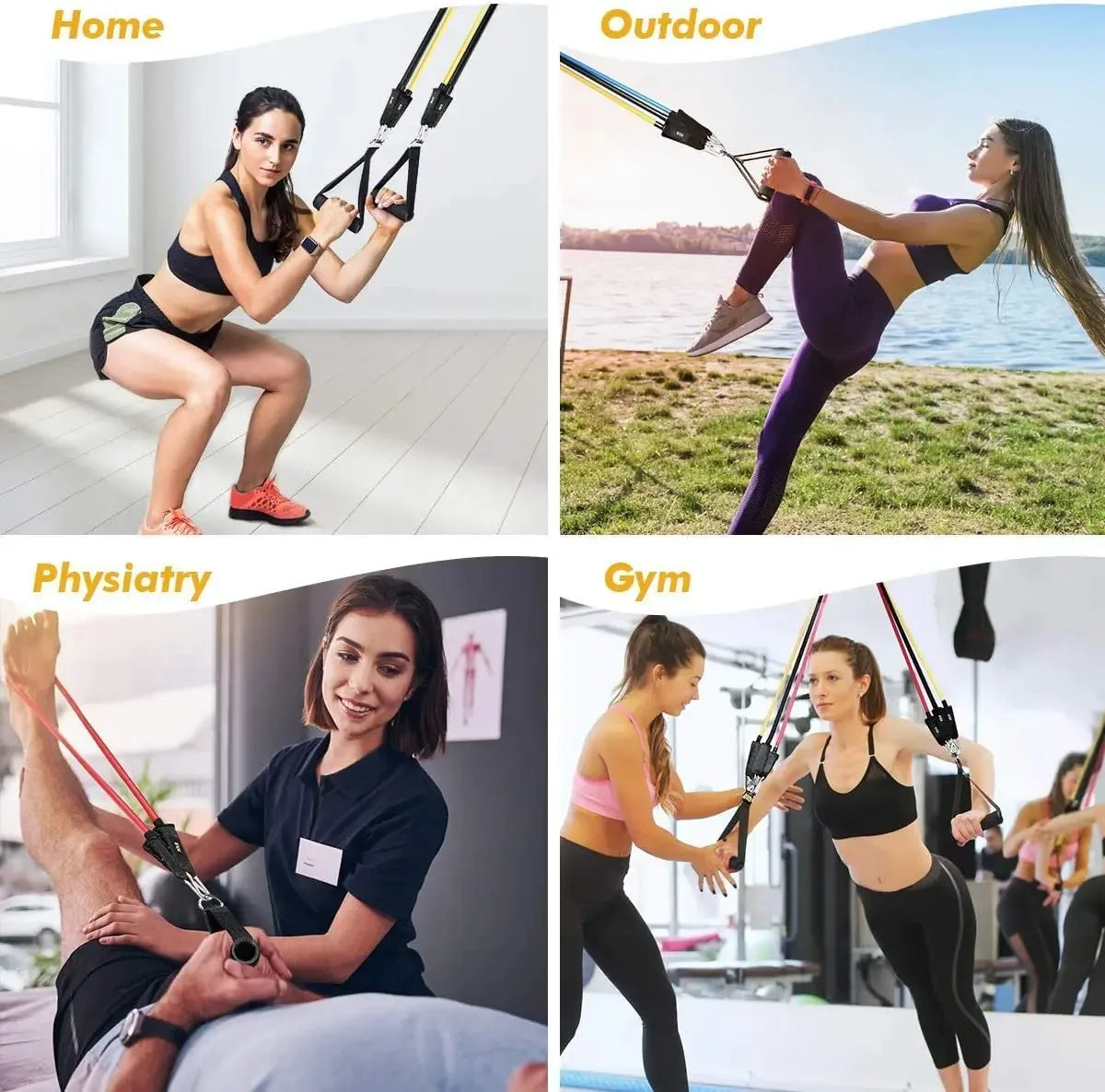 Wrapped resistance band set with foam handles and door anchor - product image