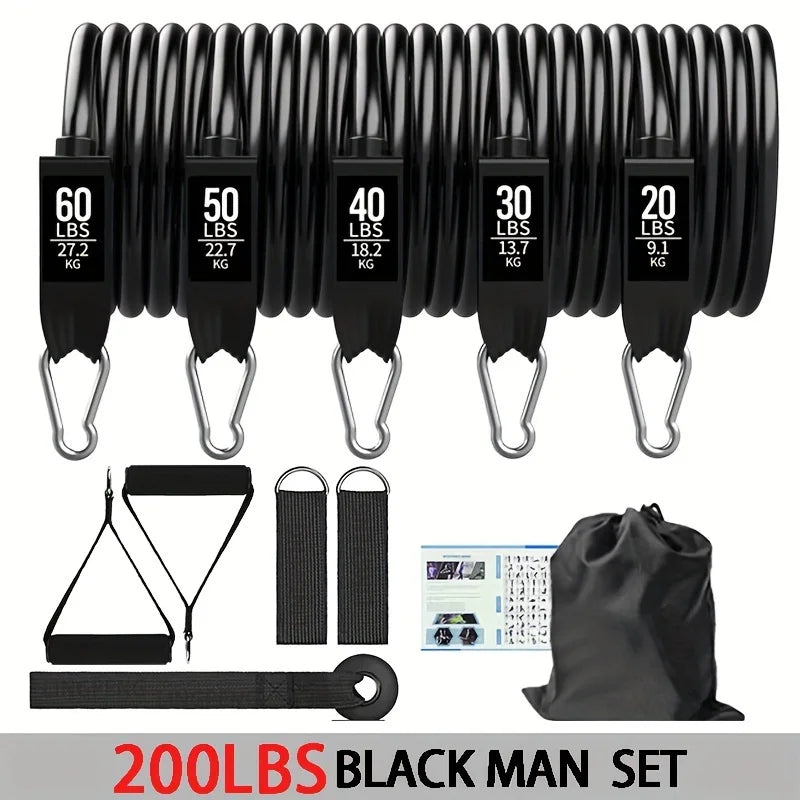 Wrapped resistance band set with foam handles and door anchor - product image