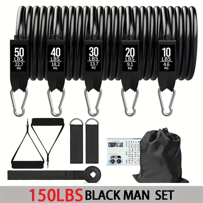 Wrapped resistance band set with foam handles and door anchor - product image