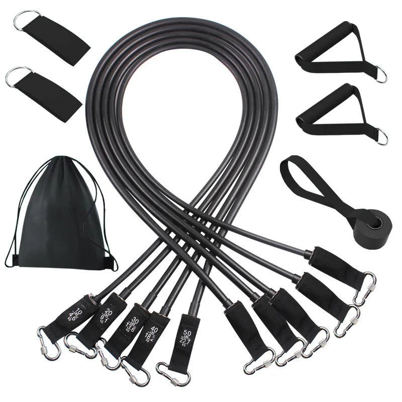 Wrapped resistance band set with foam handles and door anchor - product image