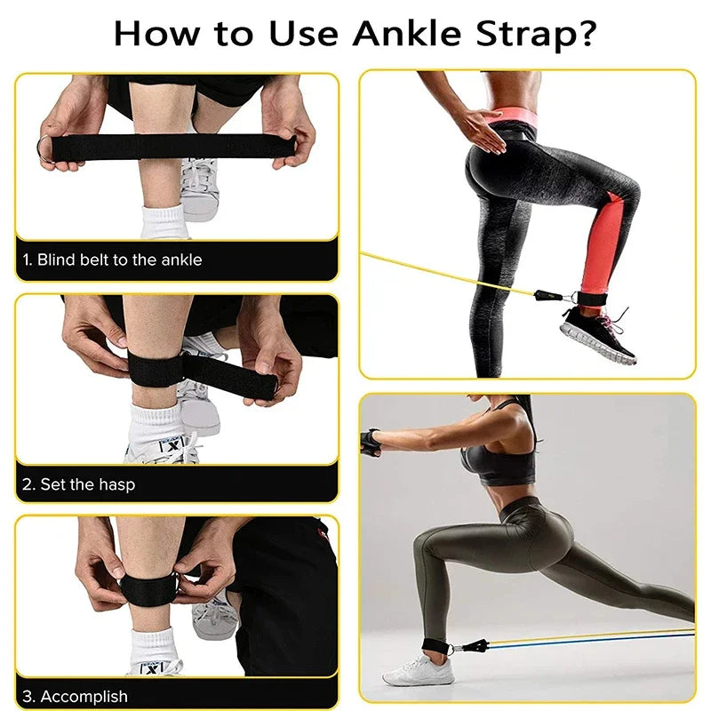 Wrapped resistance band set with foam handles and door anchor - product image