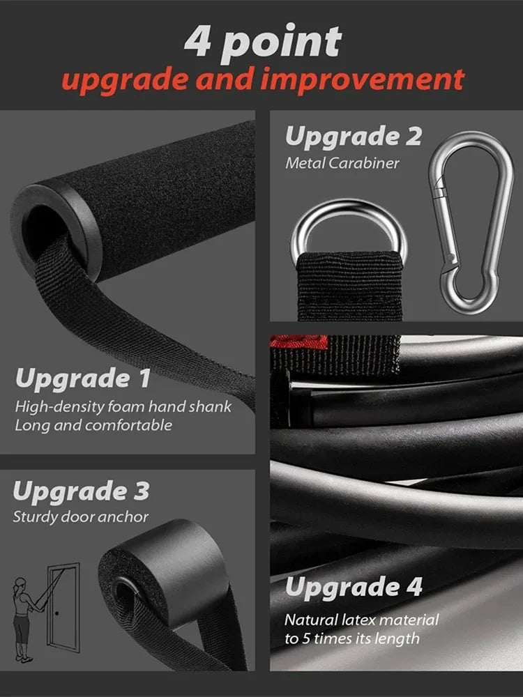 Wrapped resistance band set with foam handles and door anchor - product image