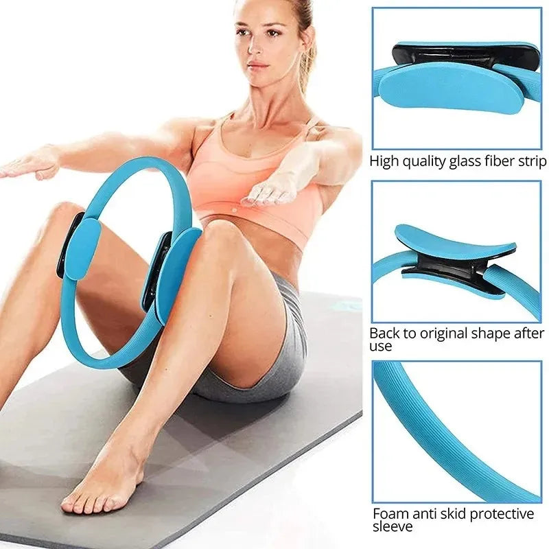 Yoga pilates ring with padded non-slip fiberglass frame for muscle training - product image