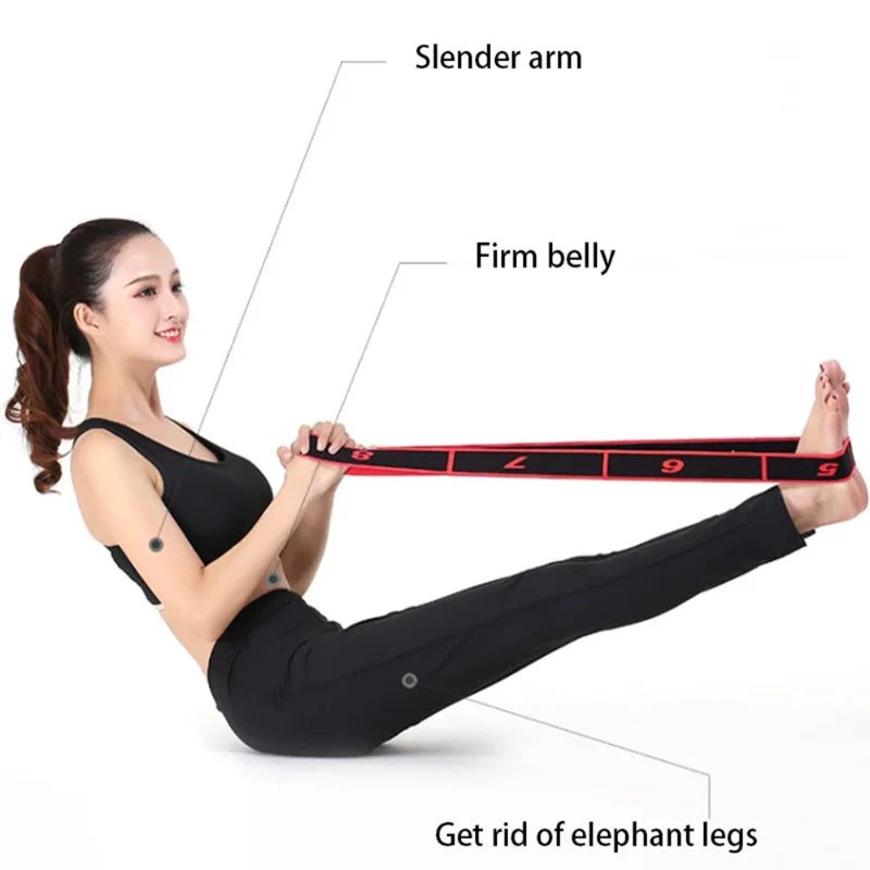 Yoga pull strap belt with 8 sections and elastic resistance for stretching - product image