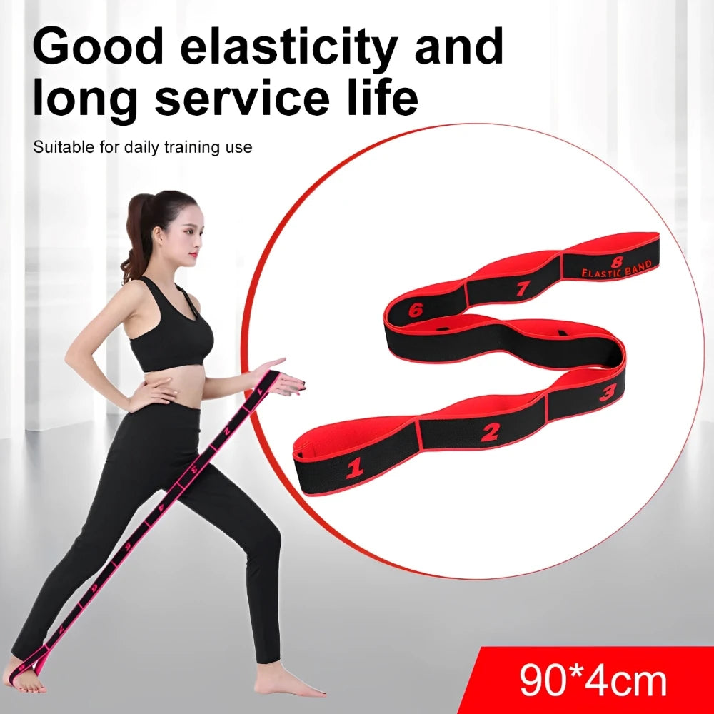 Yoga pull strap belt with 8 sections and elastic resistance for stretching - product image