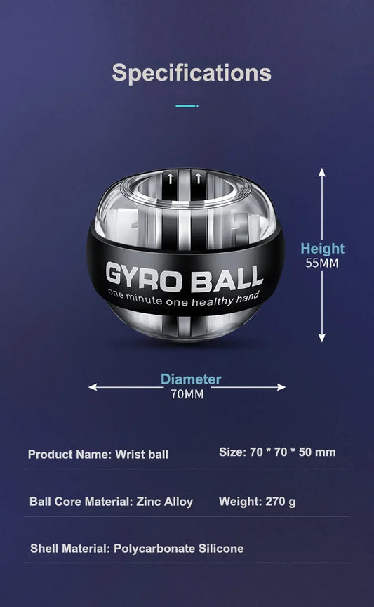 100kg led gyro power ball wrist exerciser for hand and forearm strength - product image