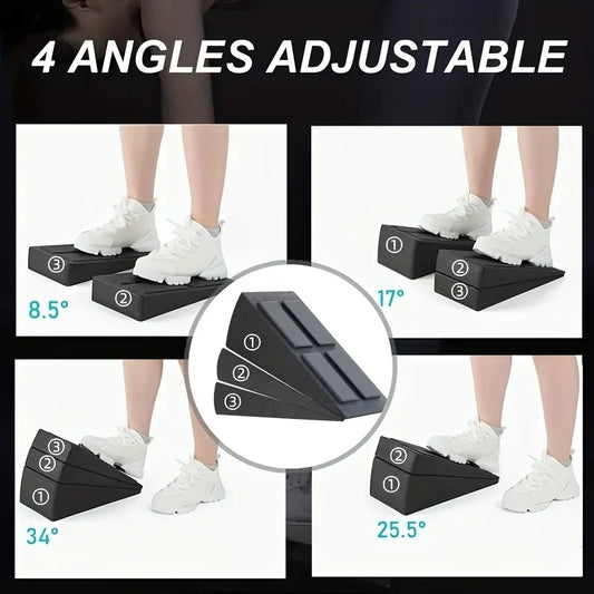 3pcs adjustable non-slip squat wedge blocks for deadlift and stretching - product image