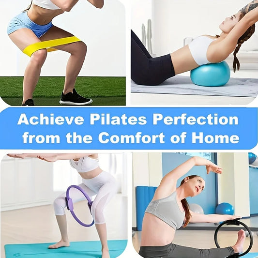 7-piece pilates set with pilates ring mini ball resistance band and yoga tube - product image