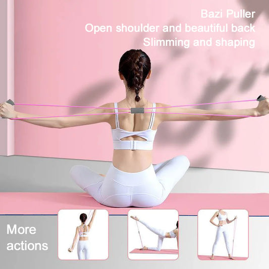 8-shaped resistance band chest expander with thickened foam handles for strength training - product image