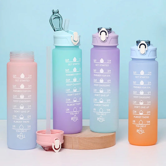 900ml high temperature resistant sports water bottle with silicone straw - product image