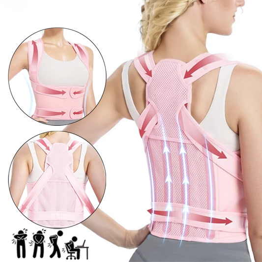 Adjustable back brace and posture corrector with breathable mesh and abs support - product image