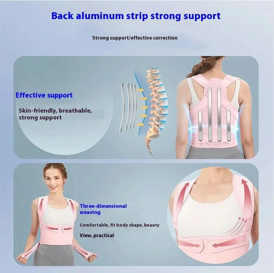 Adjustable back brace and posture corrector with breathable mesh and abs support - product image