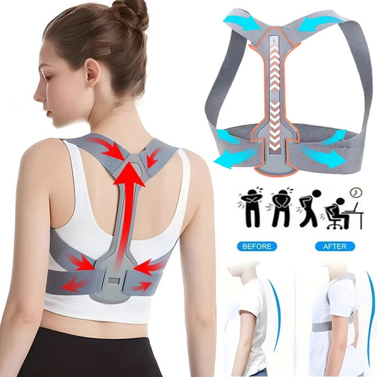Adjustable back support posture corrector belt for shoulder and lumbar alignment - product image