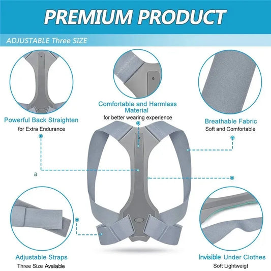 Adjustable back support posture corrector belt for shoulder and lumbar alignment - product image