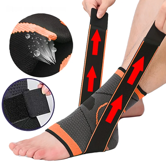 Adjustable compression ankle support brace with non-slip design for sports protection - product image