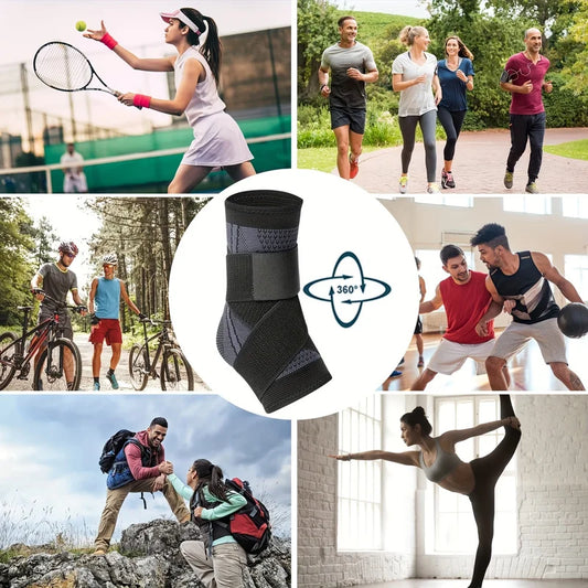 Adjustable compression ankle support brace with non-slip design for sports protection - product image
