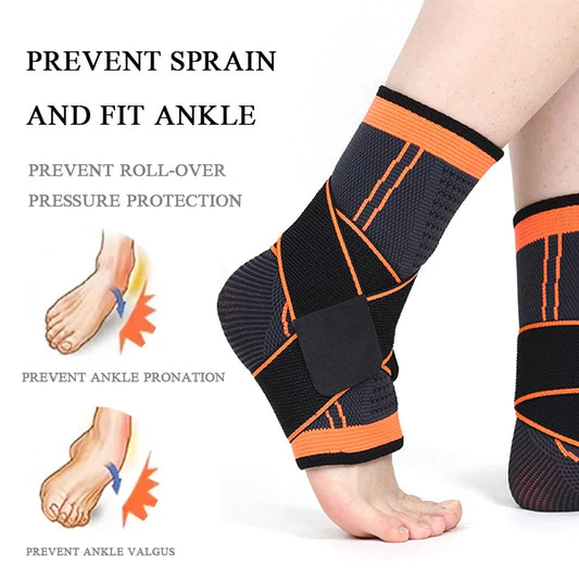 Adjustable compression ankle support brace with non-slip design for sports protection - product image