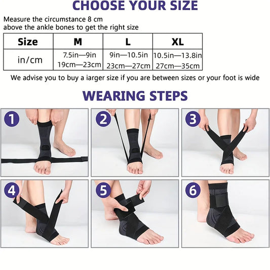 Adjustable compression ankle support brace with non-slip design for sports protection - product image