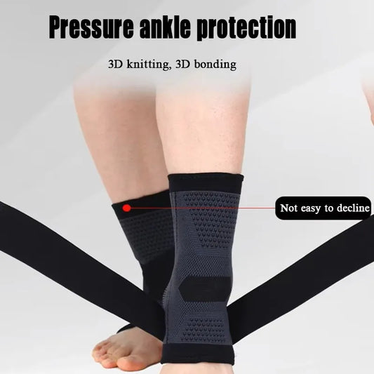 Adjustable compression ankle support brace with non-slip design for sports protection - product image