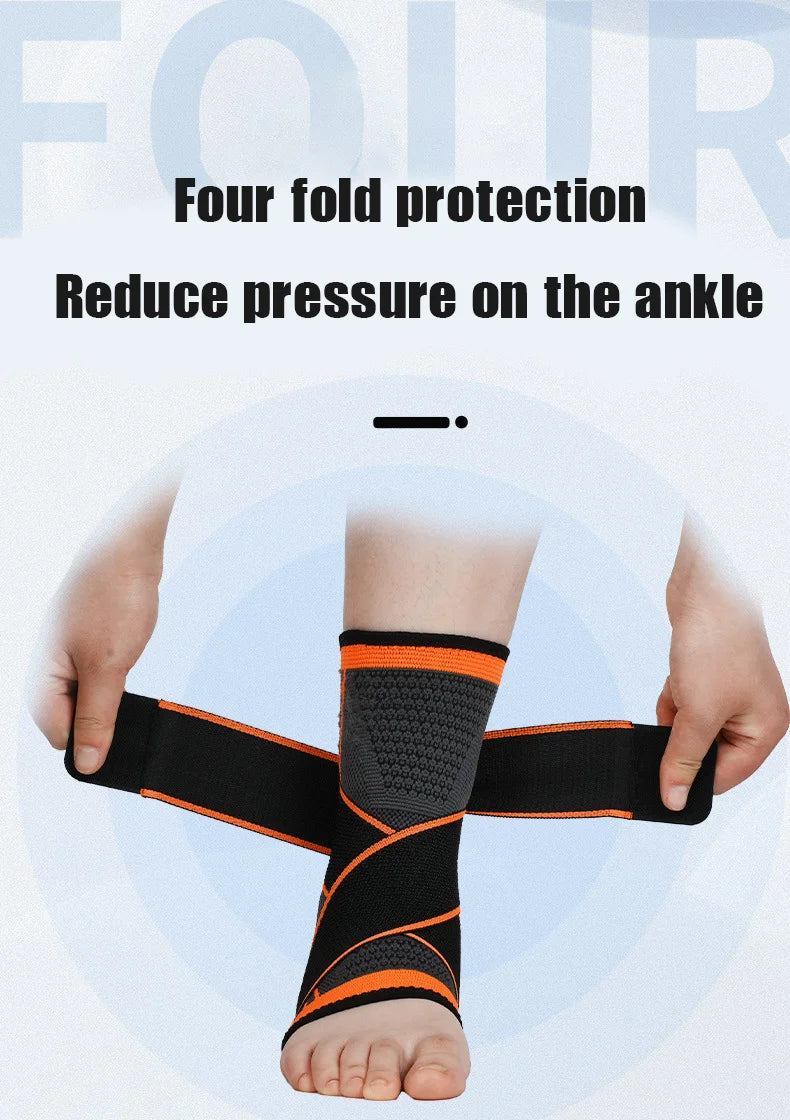 Adjustable compression ankle support brace with non-slip design for sports protection - product image