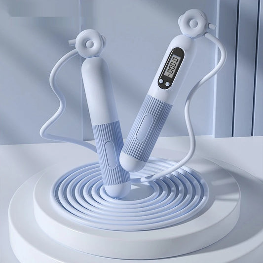 Adjustable electronic skipping rope with counter for fitness training - product image