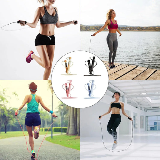 Adjustable electronic skipping rope with counter for fitness training - product image