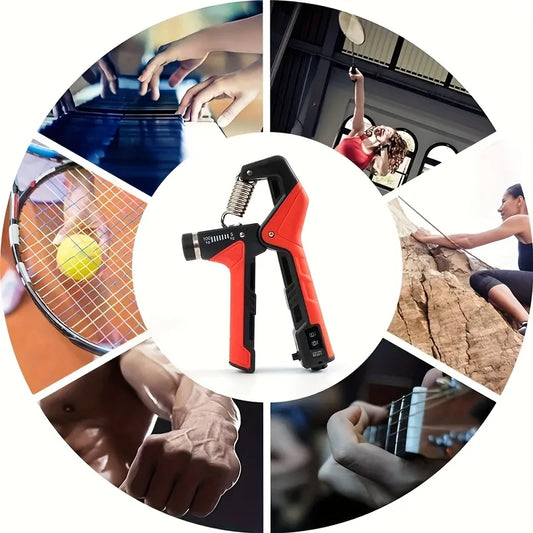 Adjustable grip strength trainer with digital counter and anti-slip handle - product image
