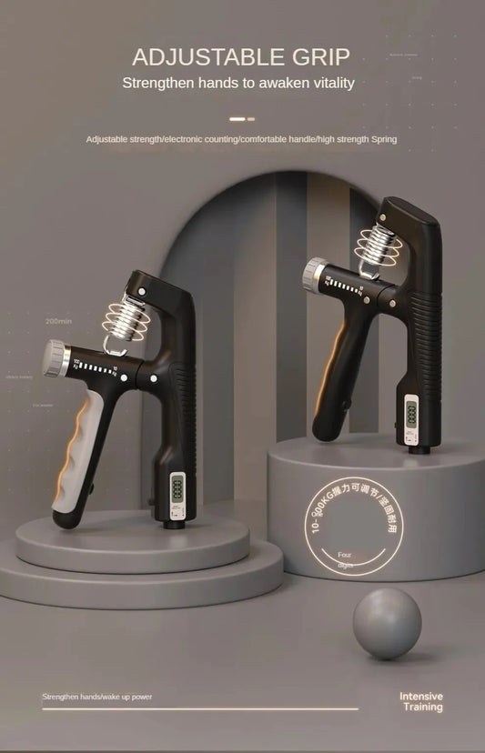 Adjustable grip strength trainer with electronic counting and non-slip tpr handle - product image