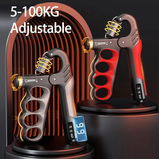 Adjustable hand grip strengthener with mechanical counting stainless steel spring - product image